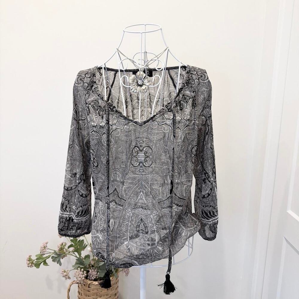 Gorgeous vintage y2k paisley mesh scoop neck blouse top